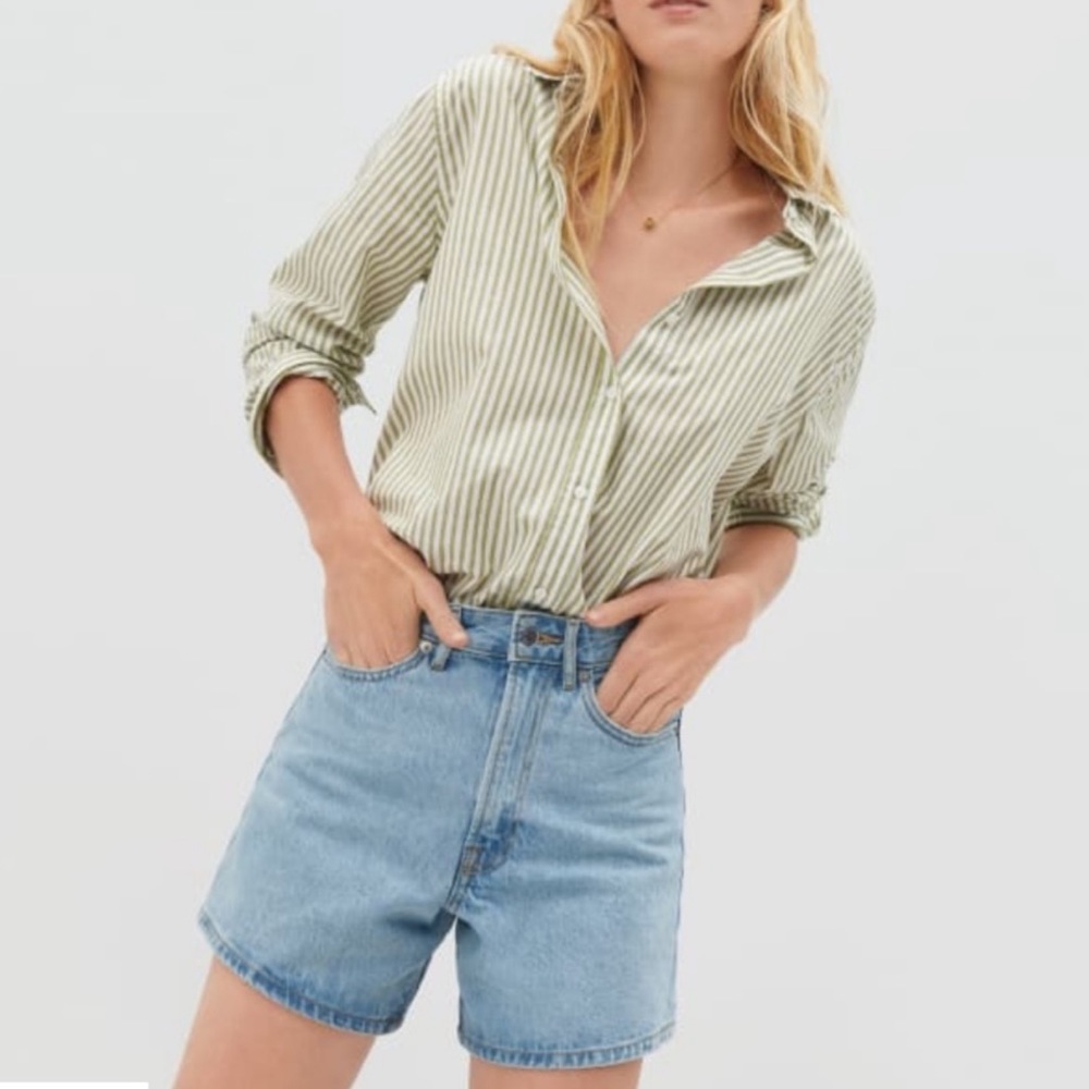 NWT Everlane Women The A-Line Denim Short Powder Blue